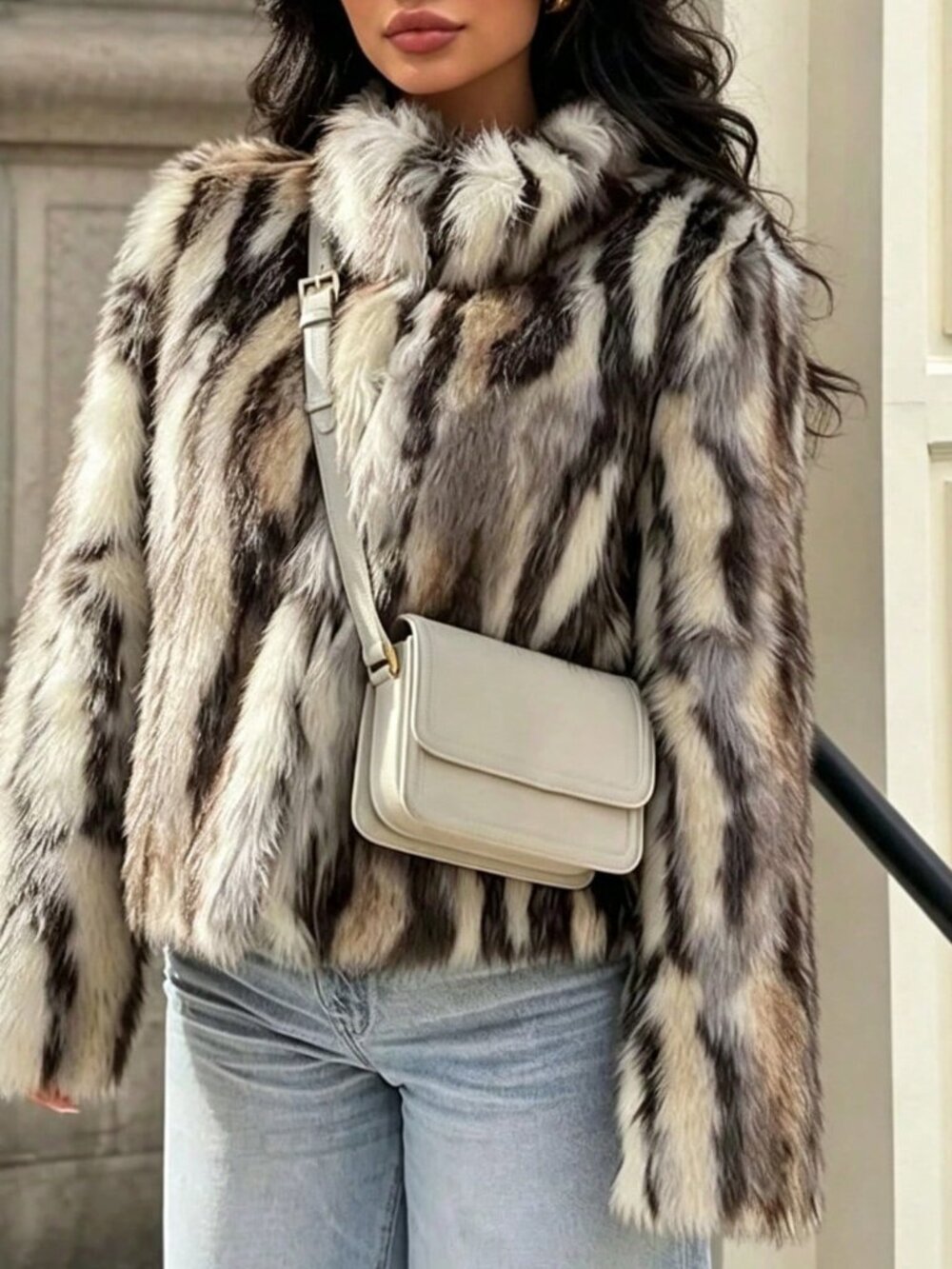 Multicolor Casual Women's Faux Fur Effect Coat Jacket